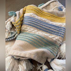 Artisan Ny Yellow and Blue Striped Throw Blanket